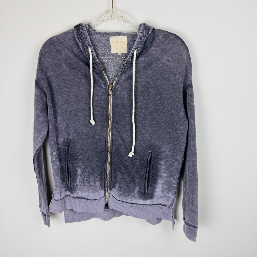 Chaser Blue Dye Sz XS Hoodie Oversized Full Zip Jacket Lightweight Grunge Comfy - Picture 11 of 12
